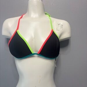 🍄3/$20 Victoria's Secret Black Bikini Top with Neon Accents